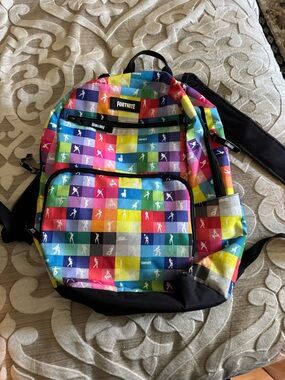 Fortnite Kids Rainbow Check Backpack - Multicolor